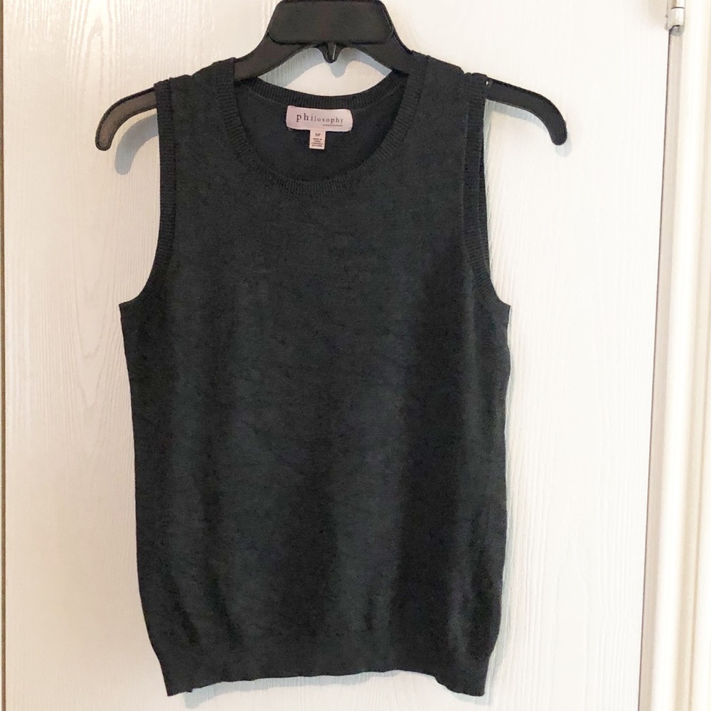 Philosophy Charcoal Gray Sweater Vest Top Career Office Work Preppy Small